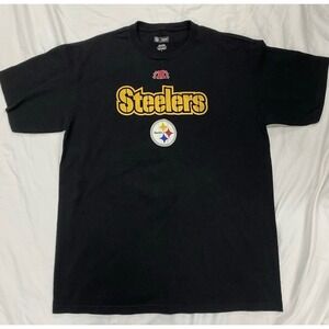 NFL Team Apparel Pittsburgh Steelers Mens Large Black Graphic T-Shirt Cotton